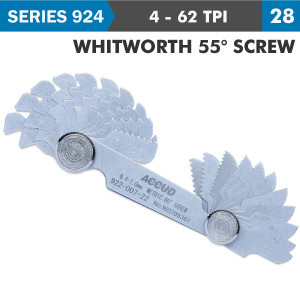 Pitch Gauge 4-62tpi 28 Leaves Whitworth 55deg. Screw 0.07mm Acc.