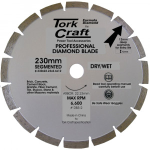 Diamond Blade Segmented 230mm For Granite 12mm Deep Segments