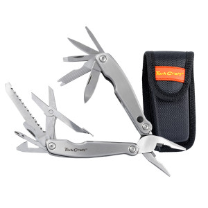 Multitool Silver Mini With Led Light With Nylon Pouch In Blister