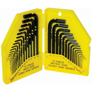 30pc Allen Key Set 0.7-10 Metric & Imperial Sizes In Plastic Case