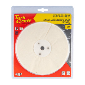 White Buff/mop Unstitched 150 X 50ply X 1/2' Hole