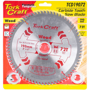 Blade Tct 190 X 72t 30/25.4/20/16mm General Purpose Cross Cut Smooth