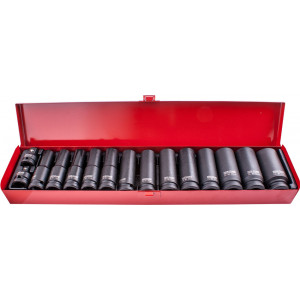 15pc 1/2' Dr Imp Socket Set(10 - 27 + 2 X Adaptors 3/8x1/2 & 1/2x3/8 )