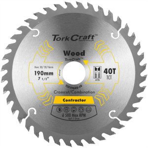 Blade Contractor 190 X 40t 30/20/16 Circular Saw Tct