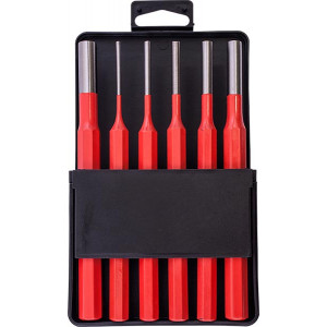 TORK CRAFT Pin Punch Set 6pc - 2.5, 3.5, 4. 5, 6, 8, 10mm Red